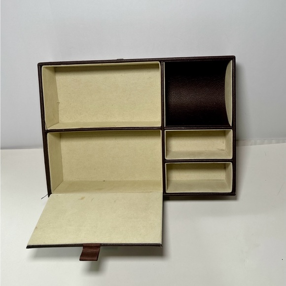 Leather Desk Organizer Storage Tray Jewelry Valet Drawer Organizer Brown - Picture 2 of 4